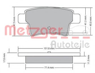 METZGER 1170264 Тормозные колодки для CITROËN C4 PICASSO I (CитроËн С4 пикассо 1) METZGER 1170264 Тормозные колодки для CITROËN C4 PICASSO I (CитроËн С4 пикассо 1)