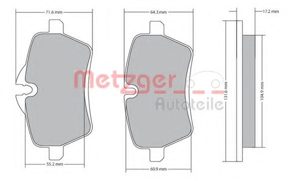 METZGER 1170561 Тормозные колодки для MINI MINI CLUBMAN (Мини Мини клабмэн)