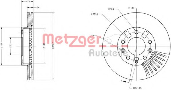 METZGER 6110523 Тормозной диск для MAZDA ATENZA (Мазда Атэнза) METZGER 6110523 Тормозной диск для MAZDA ATENZA (Мазда Атэнза)