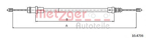 METZGER 10.4736 Трос, стояночная тормозная система для PEUGEOT (Пежо) METZGER 10.4736 Трос, стояночная тормозная система для PEUGEOT (Пежо)