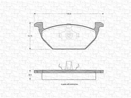 MAGNETI MARELLI 363702160330 Тормозные колодки для VOLKSWAGEN (Фольксваген) MAGNETI MARELLI 363702160330 Тормозные колодки для VOLKSWAGEN (Фольксваген)