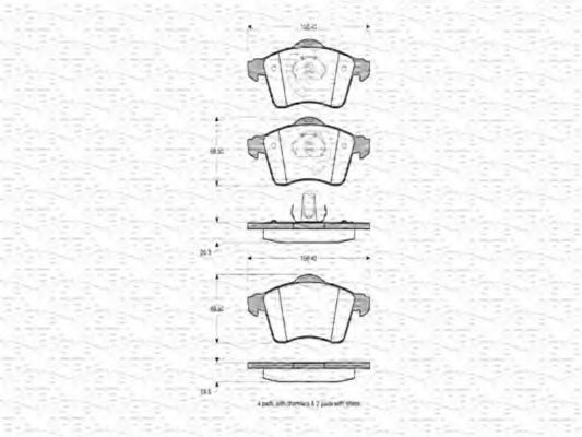 MAGNETI MARELLI 363702160419 Тормозные колодки для VOLKSWAGEN (Фольксваген) MAGNETI MARELLI 363702160419 Тормозные колодки для VOLKSWAGEN (Фольксваген)