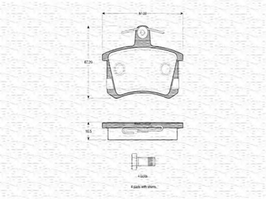MAGNETI MARELLI 363702160598 Тормозные колодки для AUDI 90 (Ауди 90) MAGNETI MARELLI 363702160598 Тормозные колодки для AUDI 90 (Ауди 90)