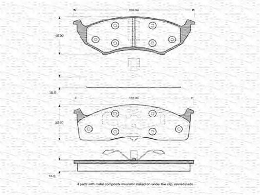 MAGNETI MARELLI 363702160633 Тормозные колодки для DODGE CARAVAN (Додж Караван) MAGNETI MARELLI 363702160633 Тормозные колодки для DODGE CARAVAN (Додж Караван)