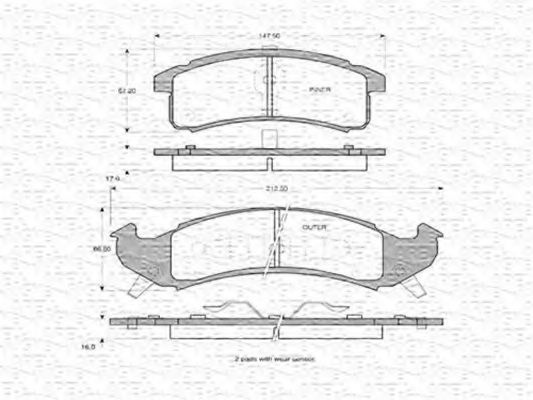MAGNETI MARELLI 363702160831 Тормозные колодки для BUICK (Бьюик) MAGNETI MARELLI 363702160831 Тормозные колодки для BUICK (Бьюик)