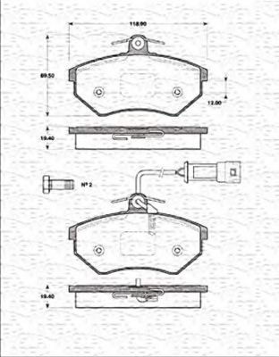 MAGNETI MARELLI 363702161180 Тормозные колодки для AUDI 90 (Ауди 90) MAGNETI MARELLI 363702161180 Тормозные колодки для AUDI 90 (Ауди 90)