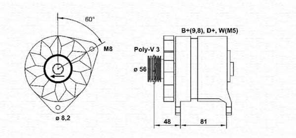 MAGNETI MARELLI 054022638010 Генератор 