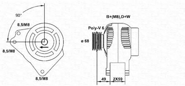 MAGNETI MARELLI 943355111010 Генератор для VOLKSWAGEN T4 MULTIVAN (Фольксваген Т4 мултиvан) MAGNETI MARELLI 943355111010 Генератор для VOLKSWAGEN T4 MULTIVAN (Фольксваген Т4 мултиvан)