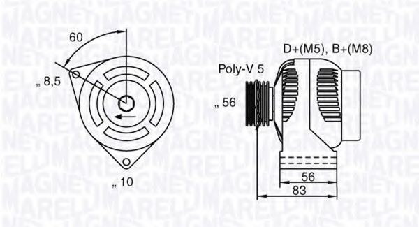 MAGNETI MARELLI 063341740010 Генератор для PEUGEOT RANCH (Пежо Ранч) MAGNETI MARELLI 063341740010 Генератор для PEUGEOT RANCH (Пежо Ранч)