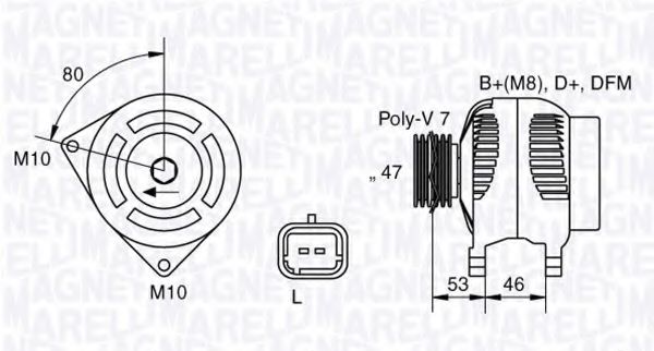 MAGNETI MARELLI 063341734010 Генератор для CITROËN C5 II (CитроËн С5 2) MAGNETI MARELLI 063341734010 Генератор для CITROËN C5 II (CитроËн С5 2)