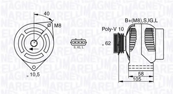 MAGNETI MARELLI 063535255000 Генератор для IVECO (Ивеко) MAGNETI MARELLI 063535255000 Генератор для IVECO (Ивеко)