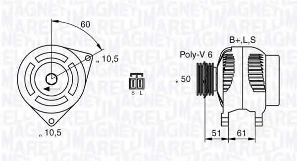 MAGNETI MARELLI 063532616010 Генератор для KIA SEDONA I (Киа Сэдона и) MAGNETI MARELLI 063532616010 Генератор для KIA SEDONA I (Киа Сэдона и)