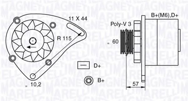 MAGNETI MARELLI 063321173010 Генератор для LANCIA (Лансиа/лянча) MAGNETI MARELLI 063321173010 Генератор для LANCIA (Лансиа/лянча)