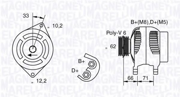 MAGNETI MARELLI 063321332010 Генератор для FIAT PUNTO (Фиат Пунто) MAGNETI MARELLI 063321332010 Генератор для FIAT PUNTO (Фиат Пунто)