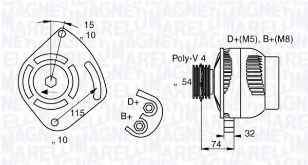 MAGNETI MARELLI 063377011010 Генератор для FIAT 500 (Фиат 500) MAGNETI MARELLI 063377011010 Генератор для FIAT 500 (Фиат 500)