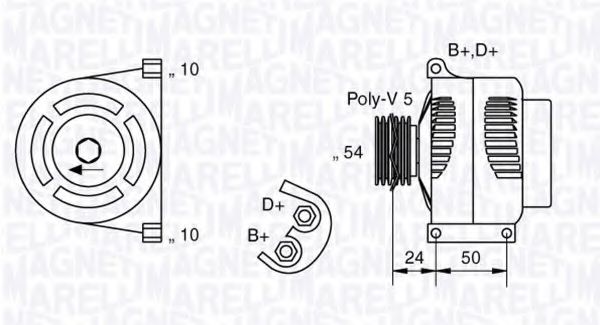 MAGNETI MARELLI 063377027010 Генератор для FIAT 500 C (Фиат 500 c) MAGNETI MARELLI 063377027010 Генератор для FIAT 500 C (Фиат 500 c)