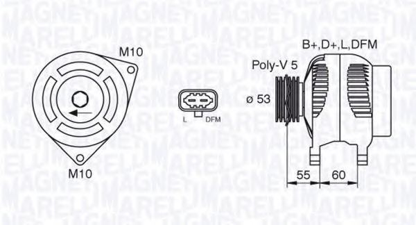 MAGNETI MARELLI 063377496010 Генератор для OPEL ASTRA H GTC (Опель Астра н гтс) MAGNETI MARELLI 063377496010 Генератор для OPEL ASTRA H GTC (Опель Астра н гтс)