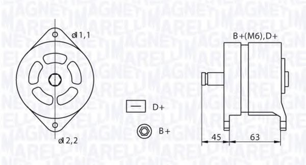 MAGNETI MARELLI 063320060010 Генератор для IVECO (Ивеко) MAGNETI MARELLI 063320060010 Генератор для IVECO (Ивеко)