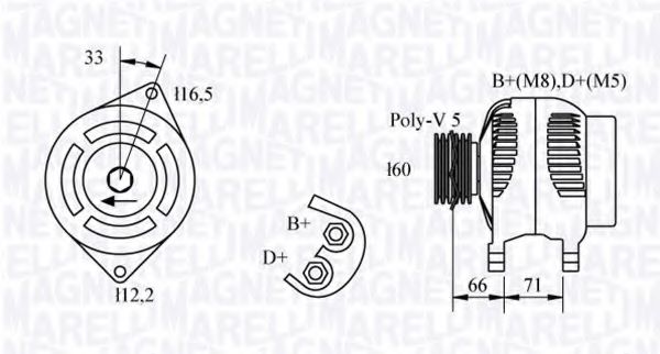 MAGNETI MARELLI 063321328010 Генератор для FIAT BRAVA (Фиат Брава) MAGNETI MARELLI 063321328010 Генератор для FIAT BRAVA (Фиат Брава)
