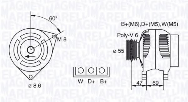 MAGNETI MARELLI 063341345010 Генератор для FORD TRANSIT NEO (Форд Трансит нэо) MAGNETI MARELLI 063341345010 Генератор для FORD TRANSIT NEO (Форд Трансит нэо)