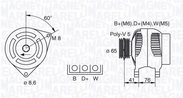 MAGNETI MARELLI 063341695010 Генератор для FORD MONDEO (Форд Мондэо) MAGNETI MARELLI 063341695010 Генератор для FORD MONDEO (Форд Мондэо)