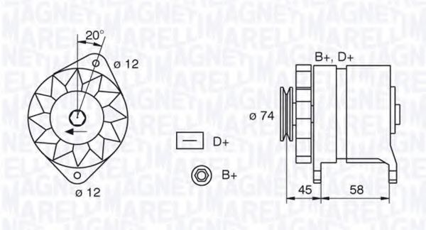MAGNETI MARELLI 063321409010 Генератор для FIAT SUPERBRAVO (Фиат Супербраvо) MAGNETI MARELLI 063321409010 Генератор для FIAT SUPERBRAVO (Фиат Супербраvо)
