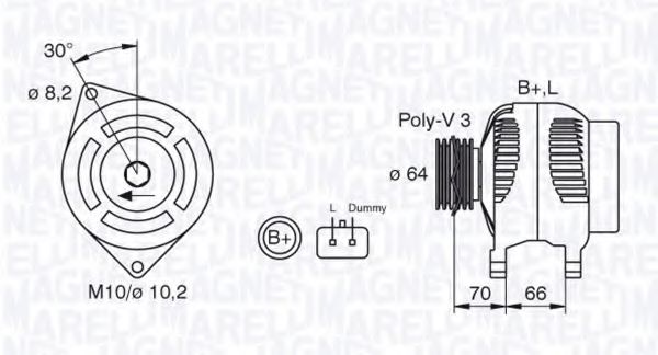 MAGNETI MARELLI 063310506010 Генератор для RENAULT THALIA I (Рено Тхалиа и) MAGNETI MARELLI 063310506010 Генератор для RENAULT THALIA I (Рено Тхалиа и)