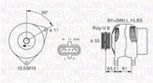 MAGNETI MARELLI 063730030010 Генератор для IVECO (Ивеко) MAGNETI MARELLI 063730030010 Генератор для IVECO (Ивеко)